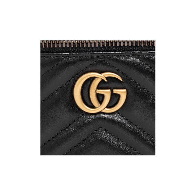 GUCCI Marmont Leather Flat Box Bag Handbag Shoulder Bag Crossbody Bag Mini Women's Black-4
