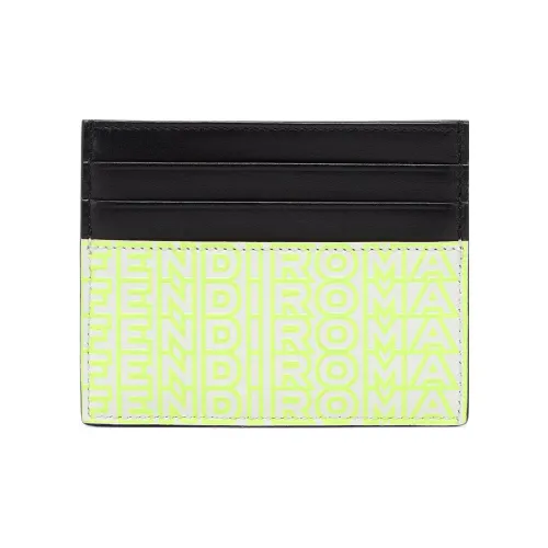 FENDI Marc leathers Collaboration Calfskin Card Holder Men's Black/Neon Yellow