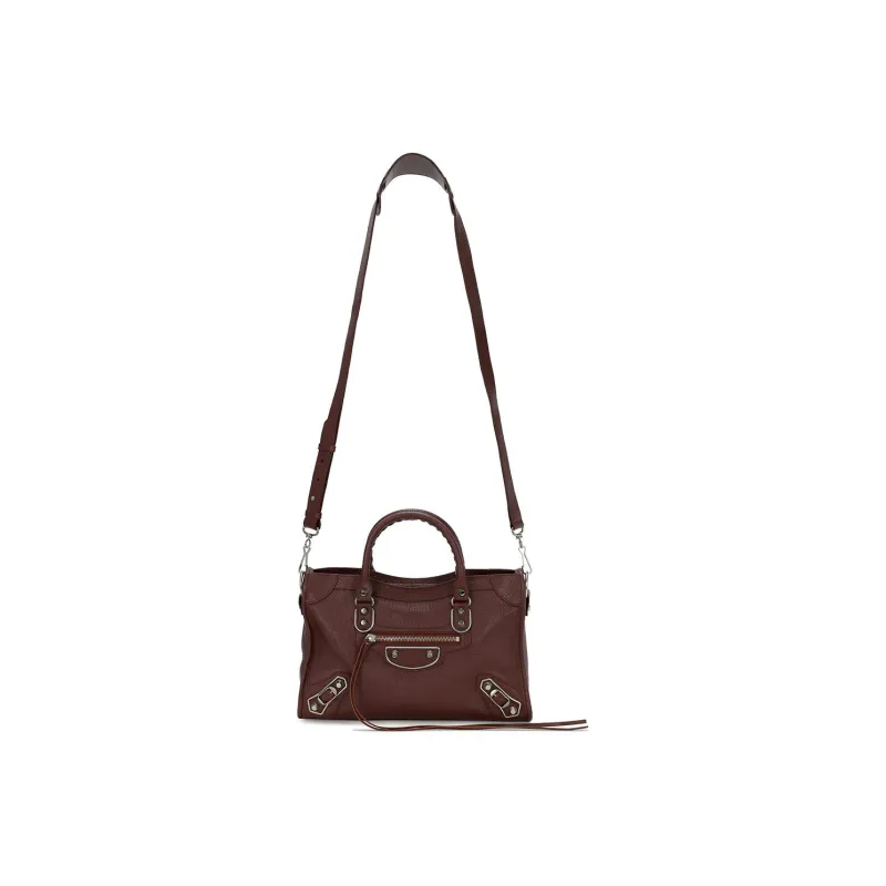 Balenciaga Leather Shoulder Bag Crossbody Bag Handbag Women's Brown-4