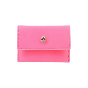 Alexander McQueen Cow Leather Wallets Card Holders Women's Pink