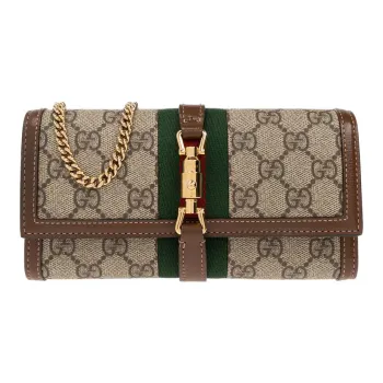 GUCCI Jackie 1961 Canvas With Leather WOC Chain Bag Shoulder Bag Crossbody Bag Small Size Women's Ebony