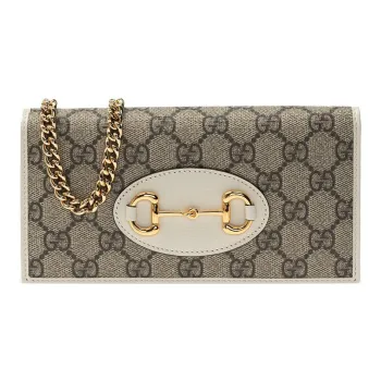 GUCCI Horsebit 1955 Canvas With Leather Wallet, Shoulder Bag, Crossbody Bag Regular Women's Ebony/White