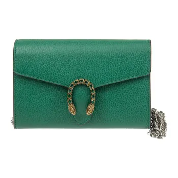 GUCCI Dionysus Mini Leather Chain Wallet Shoulder Bag Green