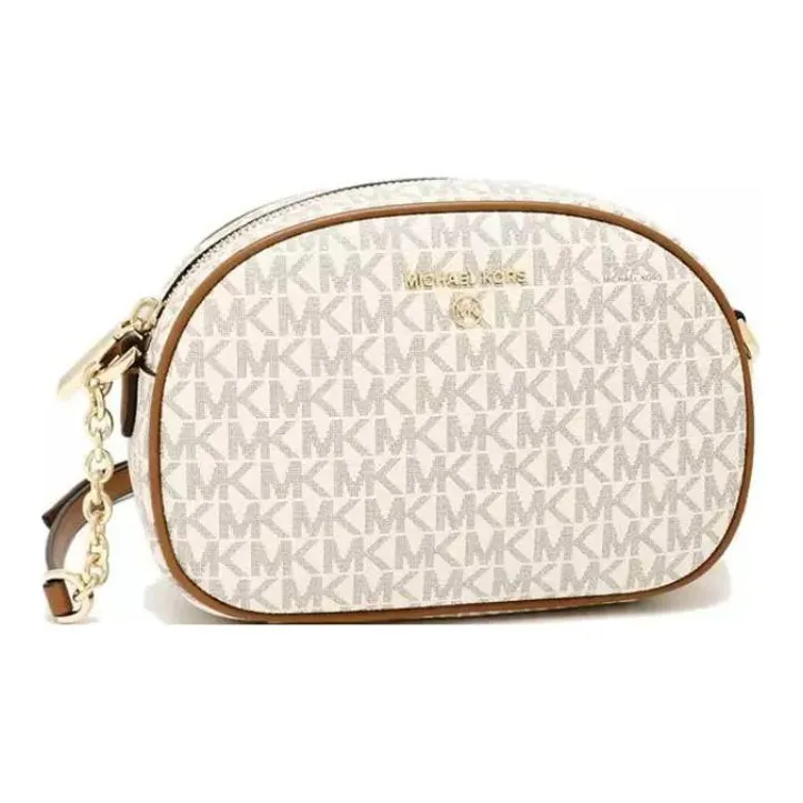 MICHAEL KORS Jet Set Canvas With Cotton Shoulder Bag, Crossbody Bag Trumpets Women's Vanilla White-1