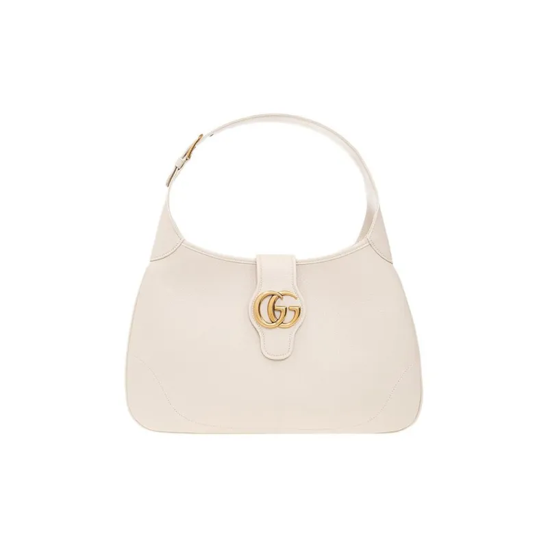 GUCCI Aphrodite Leather Half Moon Bag Handbag Shoulder Bag HOBO Shoulder Bag Medium Size Women's White-0