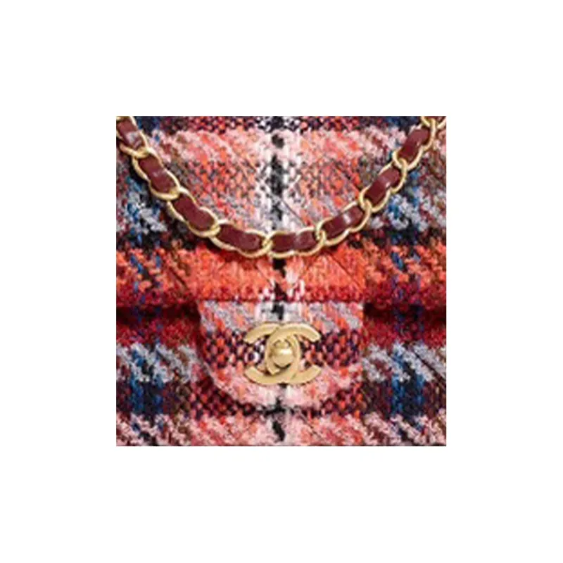 CHANEL 22PClassic Flap CF Twill Soft Woolen Crossbody Bag, Shoulder Bag Mini Women's Orange & Blue-5