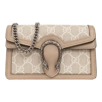 GUCCI Dionysus Canvas With Leather Chain Bag Crossbody Bag Shoulder Bag Extra Mini Women's Beige/White