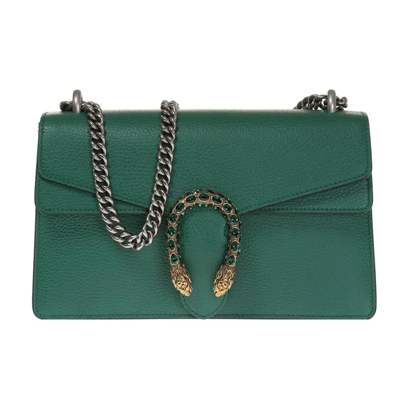 GUCCI Dionysus Leather Crossbody Bag, Shoulder Bag Women's Emeralds-0