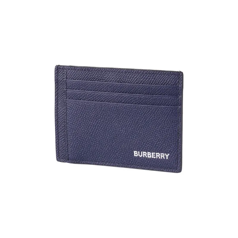 Burberry Leather Card Clip Card Holder Men's Navy-1