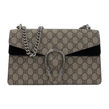 GUCCI Dionysus Canvas Leather Shoulder Bag Crossbody Bag Small Size Women's Ebony/Black