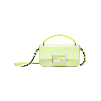 FENDI Marc Jacobs Collaboration Calfskin Portable One Shoulder Crossbody Cell Phone Pouch Women's Neon Yellow