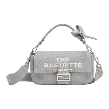 FENDI Marc Jacobs Collaboration Capsule Collection Baguette Polyester Shoulder Bag Crossbody Bag Handbag Men's Gray