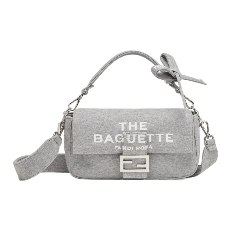 FENDI Marc Jacobs Collaboration Capsule Collection Baguette Polyester Shoulder Bag Crossbody Bag Handbag Men's Gray-0