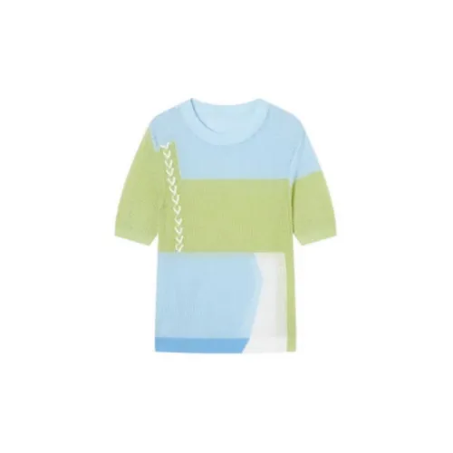 DIALOGUE To White × Kay-Levine Co-brand Knitwear Women's Mint Green With Blue Accents