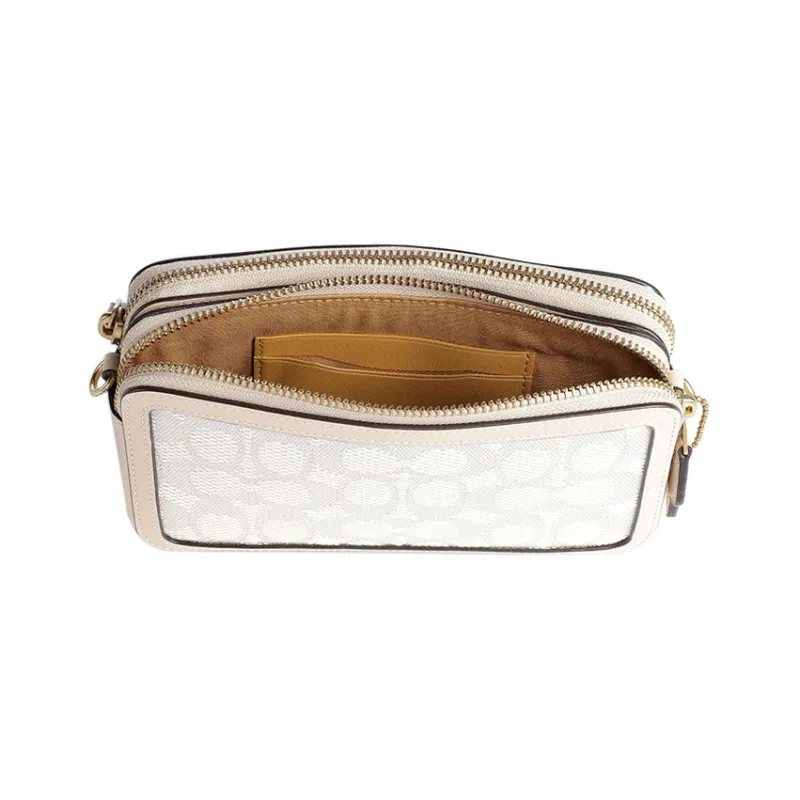 COACH Kira Fabric With Leather Camera Bags Crossbody Bag Shoulder Bag Women's Ecru-3