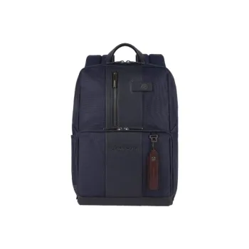 PIQUADRO Leather With Nylon Backpack Regular Unisex Blue