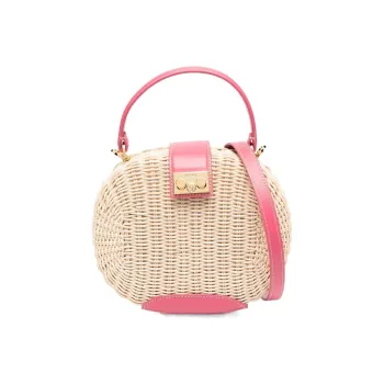 Rodo Raffia Calfskin Handbag Small Size Women's Bubble Gum Pink