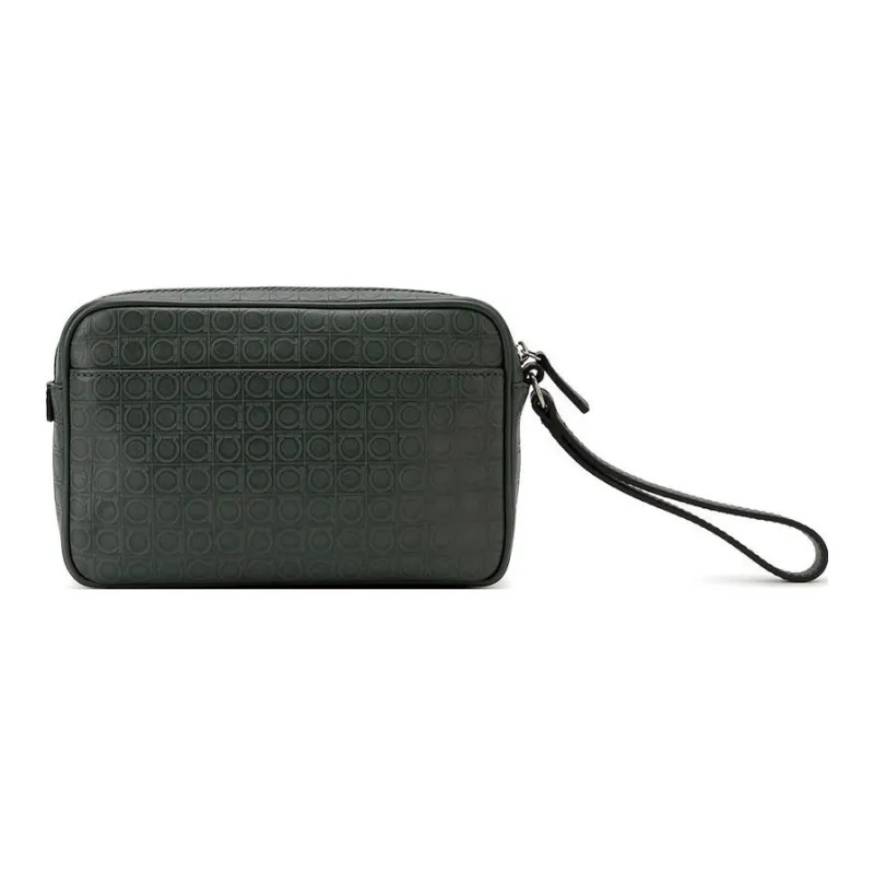 FERRAGAMO Leather Clutch Women's Green-1