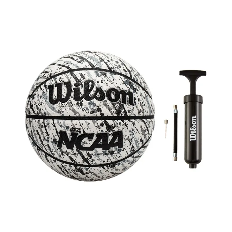 Wilson NCAA Collection WTB8070IB07CN PU Basketball Black And White Ink Splatter Print Size 7 Training Match Unisex-5
