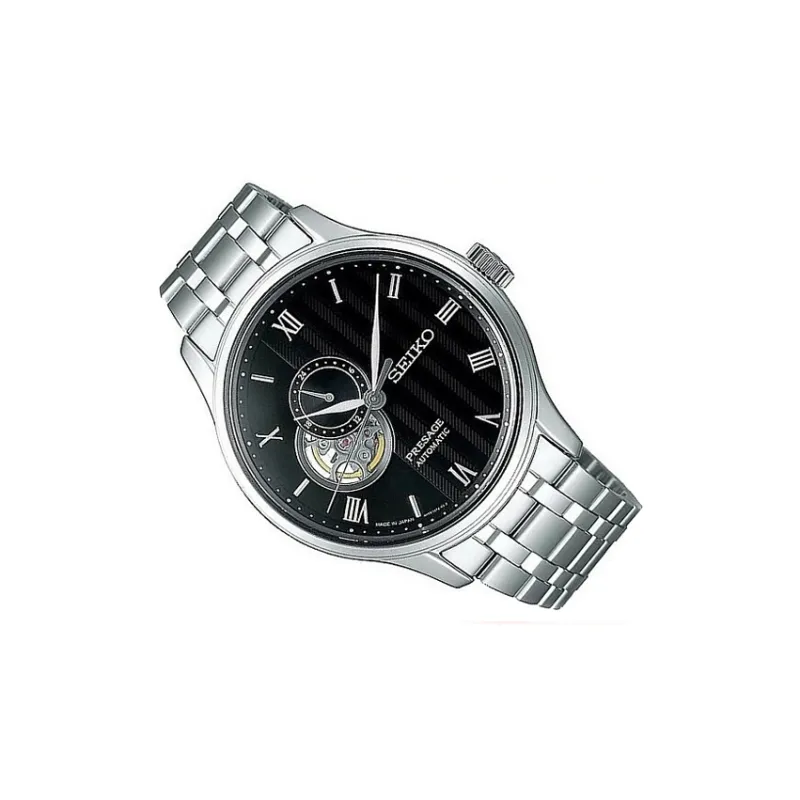 SEIKO Presage Series Mechanical Movement Stainless Steel Strap Watch Men's Watches Black Dial-2