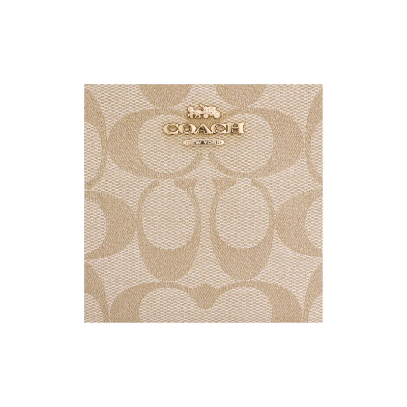 COACH Boxed Coated Canvas With Leather Wrist Bag Clutch Regular Women's Khaki-4