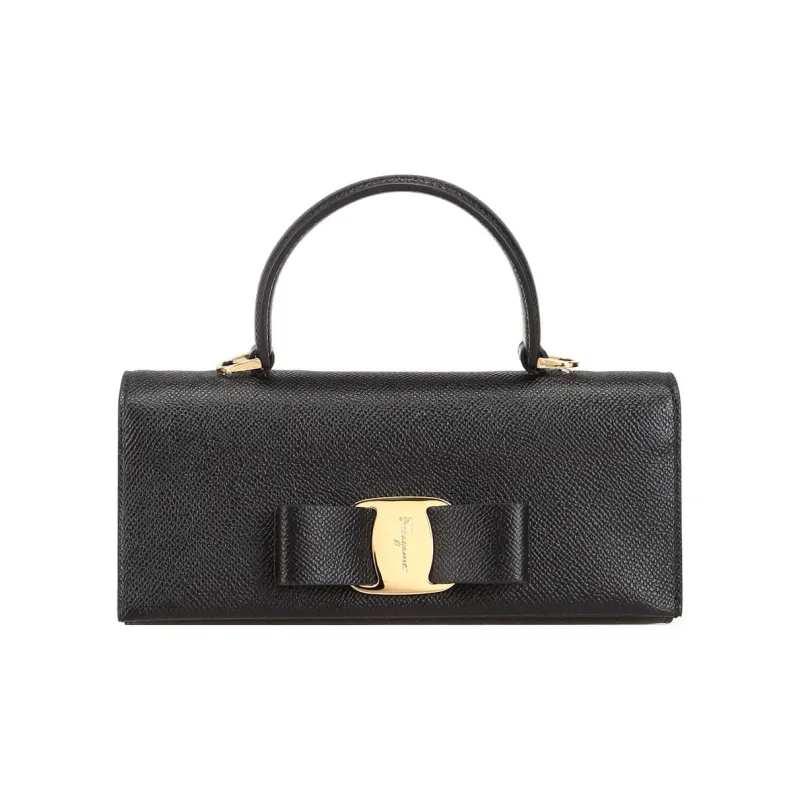FERRAGAMO Cow Leather Portable Crossbody Bag, Shoulder Bag Trumpets Women's Black-0