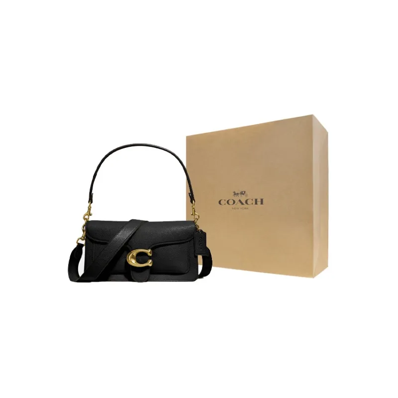 COACH Tabby Polished Pebbled Leather Dionysus Shoulder Bag Women's Black-7