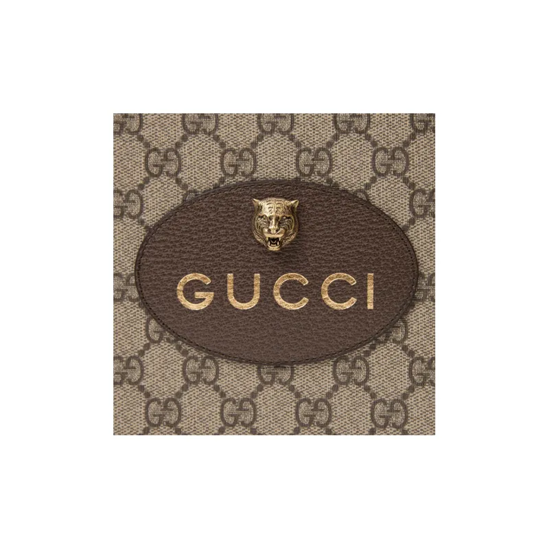 GUCCI Canvas With Leather Clutch Unisex Ebony/Brown/Yellow-4
