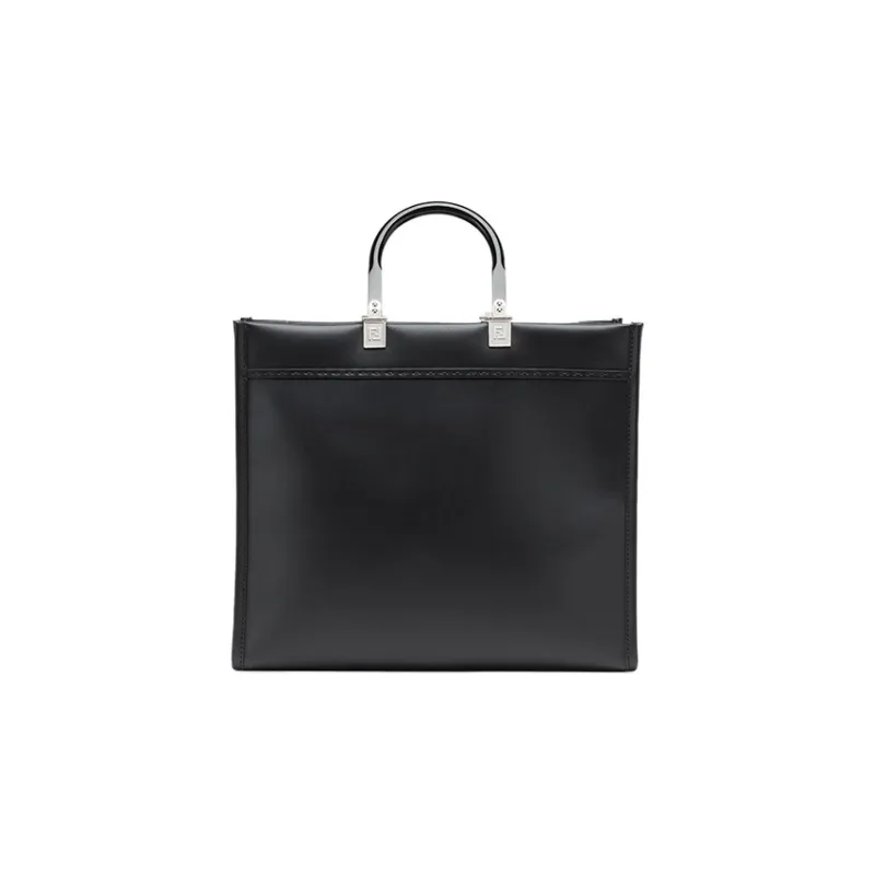 FENDI Sunshine Calfskin Tote Bag Shopping Bag Shoulder Bag Crossbody Bag Handbag Medium Size Women's Black-2