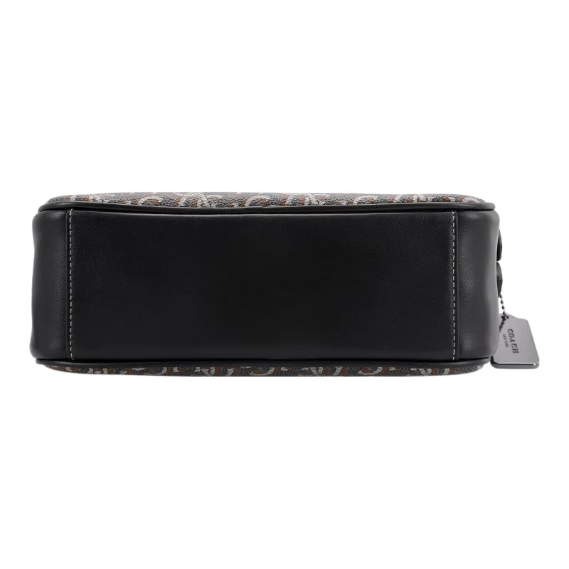COACH Graham PVC Cow Leather Patchwork Camera Bag Shoulder Bag Crossbody Bag Medium Size Unisex Gray & Black-4