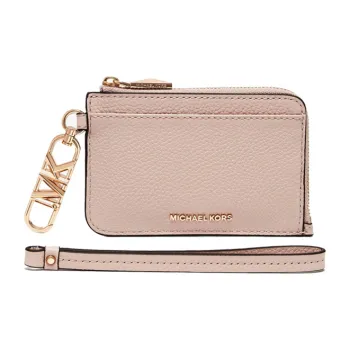 MICHAEL KORS Leather Card Holder Wrist Bag Coin Purse Small Size Women's Pink
