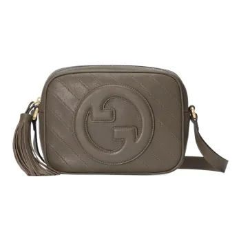 GUCCI Blondie Leather Crossbody Bag, Shoulder Bag Women's Brown Gray