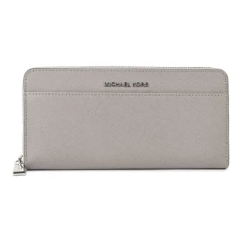 MICHAEL KORS Mercer Leather Clutches Wallets Women's Gray