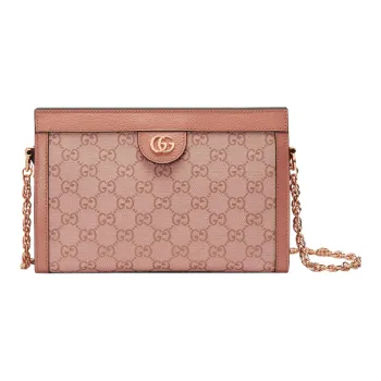 GUCCI Ophidia Canvas Suede Crossbody Bag Shoulder Bag Small Size Women's Pink