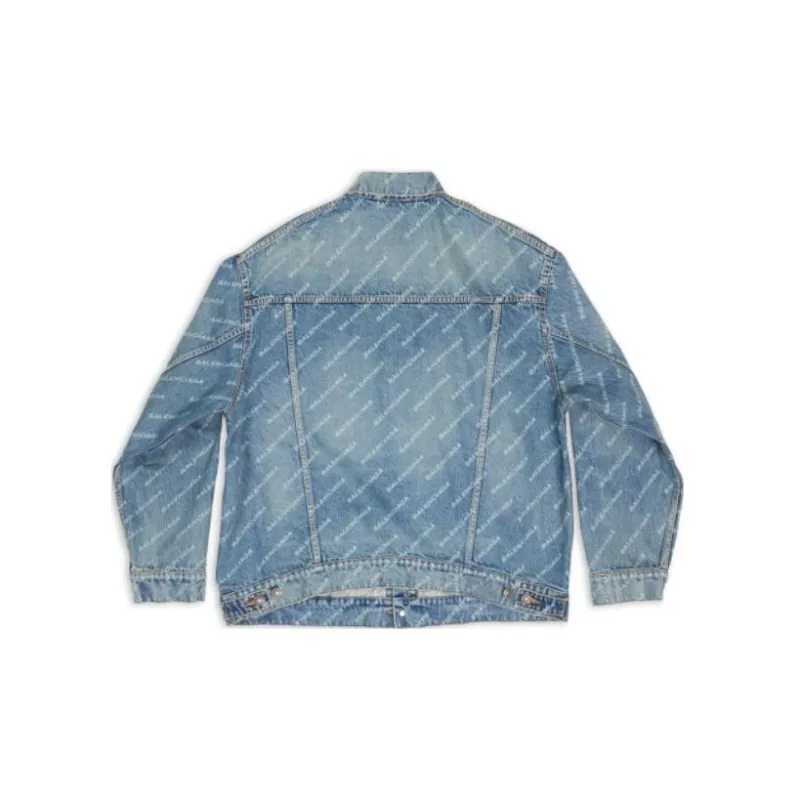 Balenciaga All Over Logo Oversized Denim Jacket-1