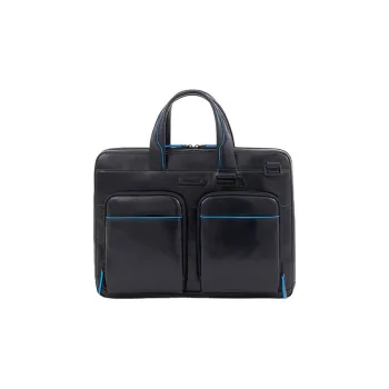 PIQUADRO Leather Shoulder Bag, Crossbody Bag, Handbag Regular Unisex Blue