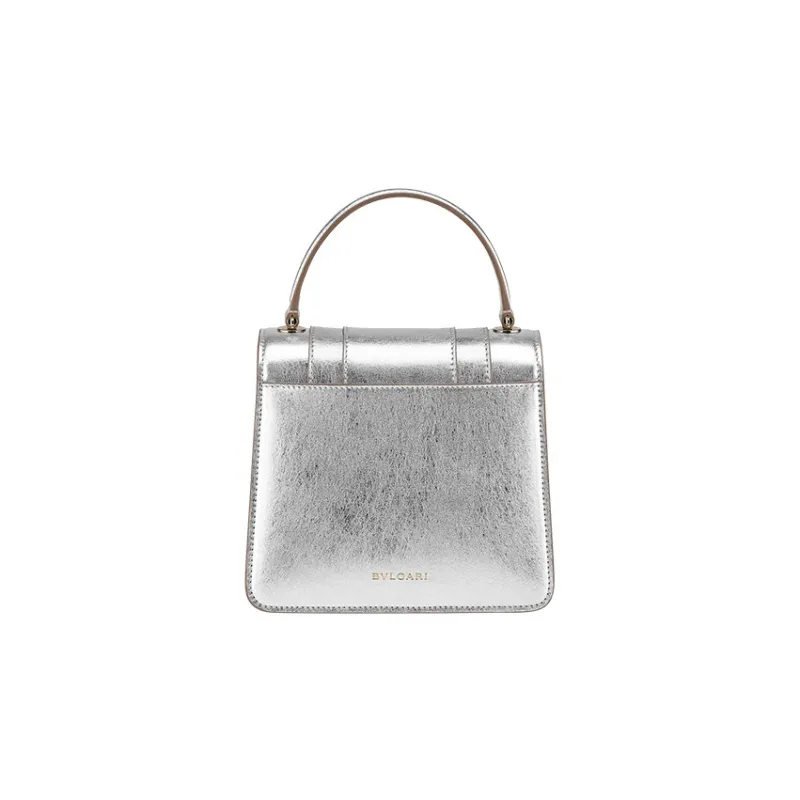 BVLGARI Serpenti Forever Calfskin Shoulder Bag Crossbody Bag Handbag Women's Silver-2