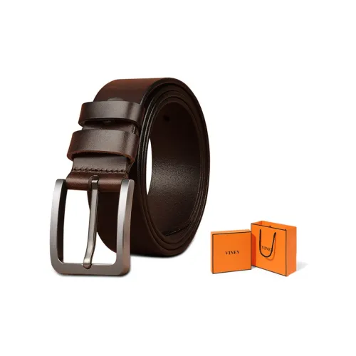VINEY Cow Leather Leather Belts Men's Width  4cm