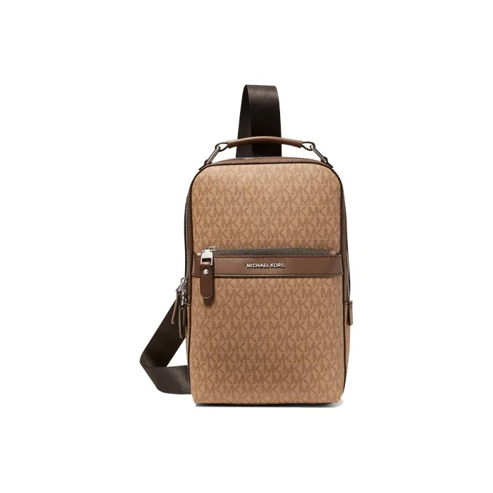 MICHAEL KORS Artificial Leather, Fabric Crossbody Bag Men's Light Brown-0