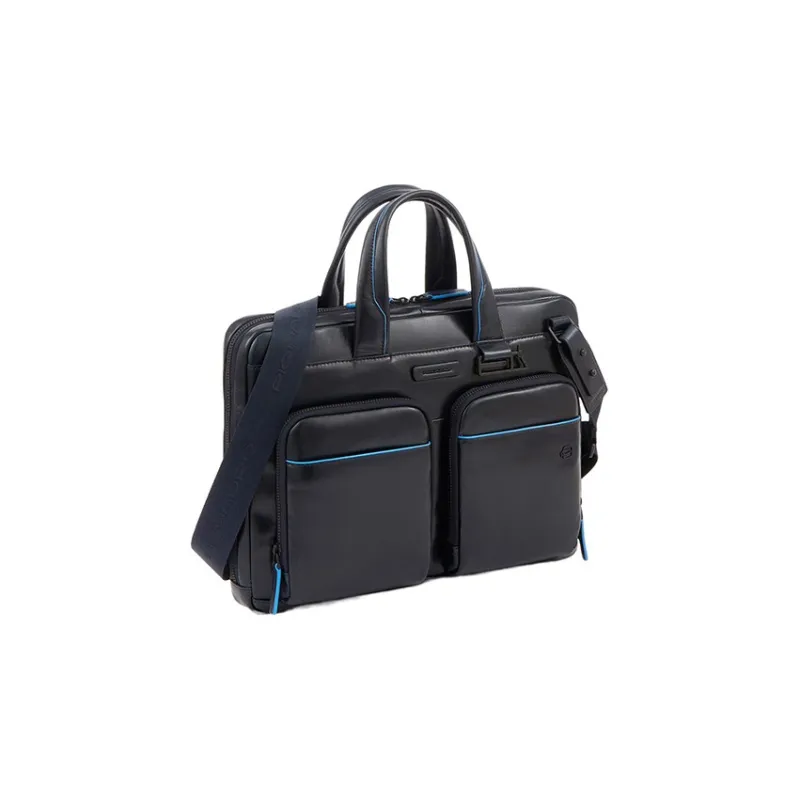PIQUADRO Leather Shoulder Bag, Crossbody Bag, Handbag Regular Unisex Blue-1