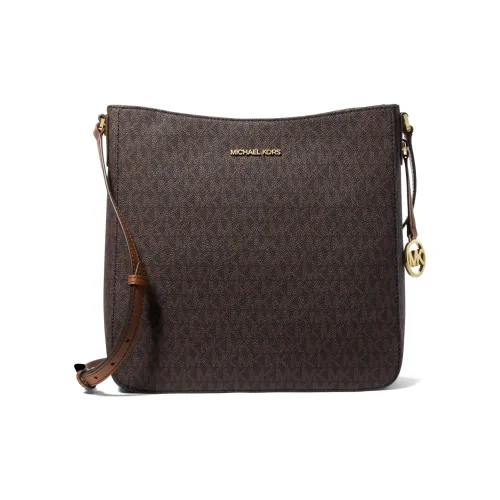 MICHAEL KORS Jet Set Travel Canvas With Leather Messenger Bag Shoulder Bag Crossbody Bag Large Size Women's Brown