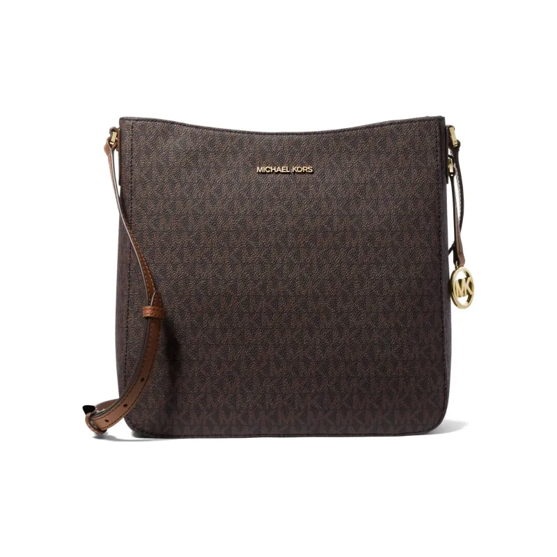MICHAEL KORS Jet Set Travel Canvas With Leather Messenger Bag Shoulder Bag Crossbody Bag Large Size Women's Brown-0