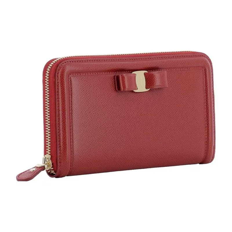 FERRAGAMO Cow Leather Clutches Wallets Women's Red-1
