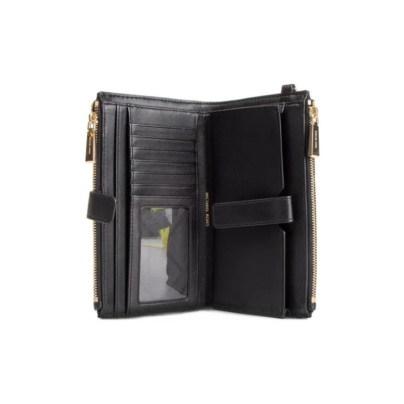 MICHAEL KORS Leather Clutches Wallets Large Size Women's Black-2