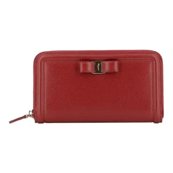 FERRAGAMO Cow Leather Clutches Wallets Women's Red