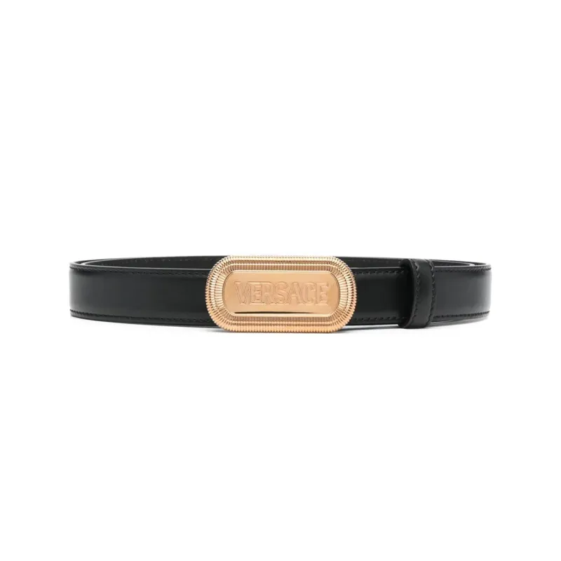 VERSACE VERSACE Logo Plaque Smooth Buckle Calfskin Men's-0