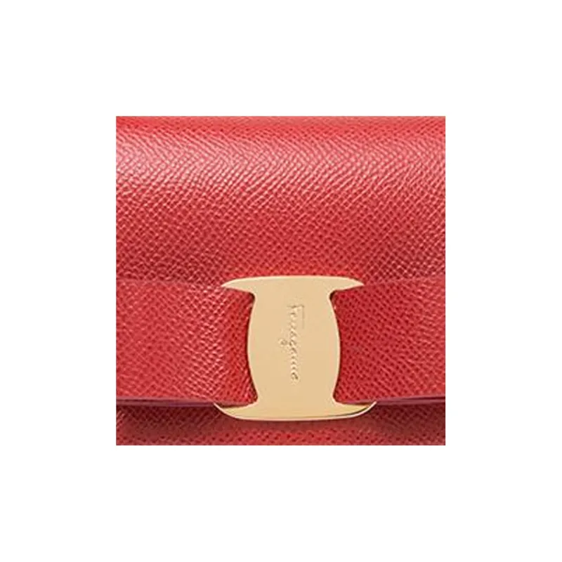 FERRAGAMO Cow Leather Crossbody Bag Shoulder Bag Small Size Women's Burgundy-4