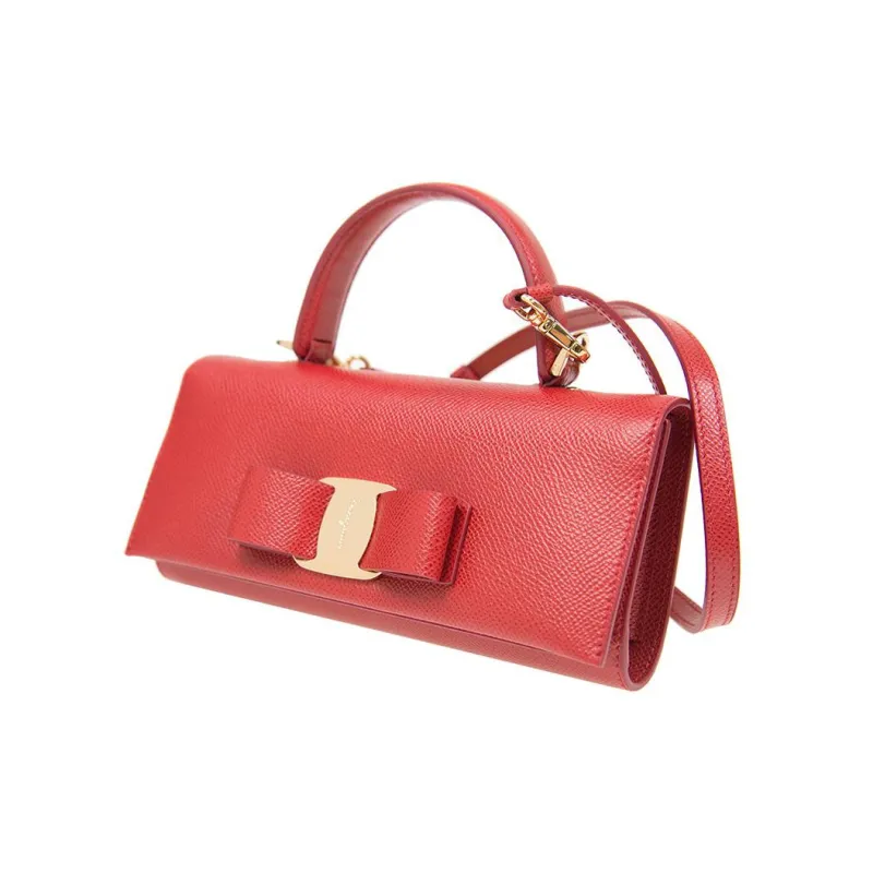 FERRAGAMO Cow Leather Crossbody Bag Shoulder Bag Small Size Women's Burgundy-1
