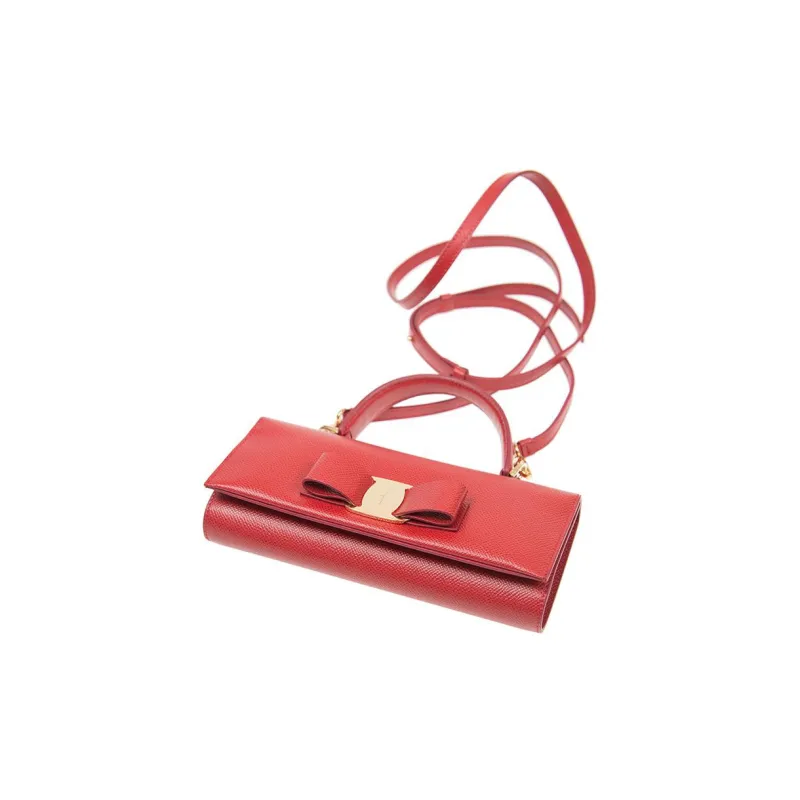 FERRAGAMO Cow Leather Crossbody Bag Shoulder Bag Small Size Women's Burgundy-2