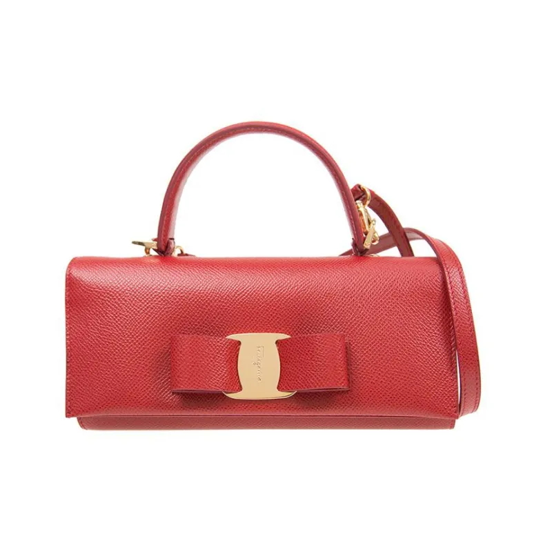 FERRAGAMO Cow Leather Crossbody Bag Shoulder Bag Small Size Women's Burgundy-0